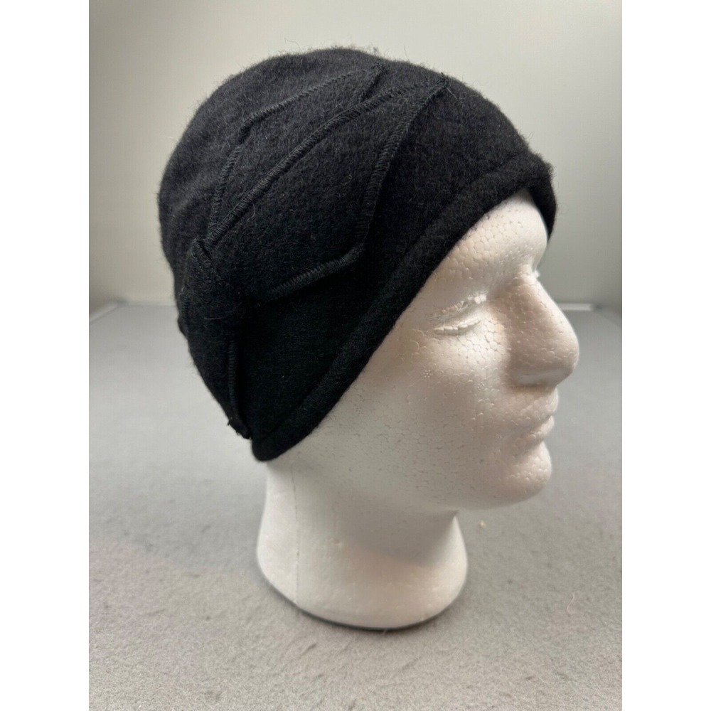C.C. Exclusives Black Wool‎ Beanie Cap Winter Hat With Bow Accent